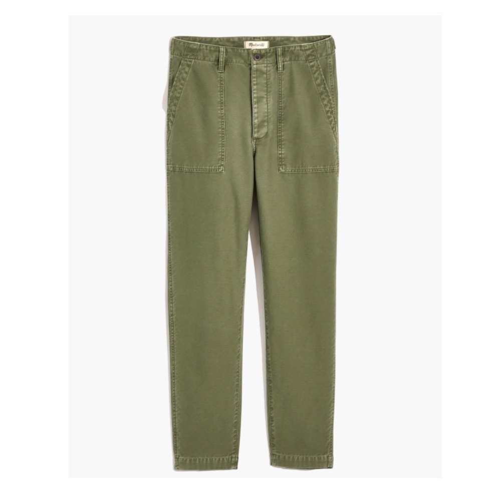 MADEWELL Griff Fatigue Cargo Pants ARMY GREEN COTTON CANVAS Loose Baggy Fit 28